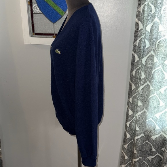 Lacoste Vintage 1970’s Navy Blue Orlon Acrylic Cardigan SZ Large - Picture 4 of 9